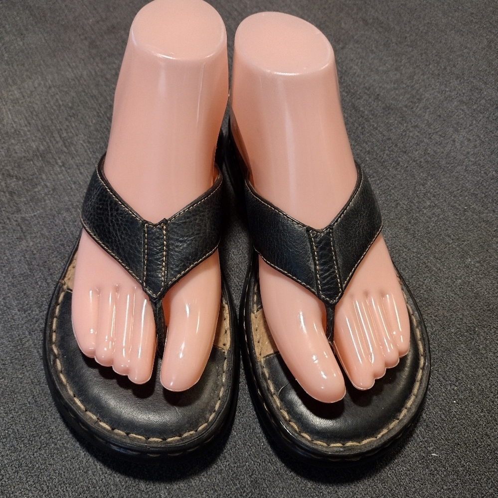 Black Leather Women's Sandals